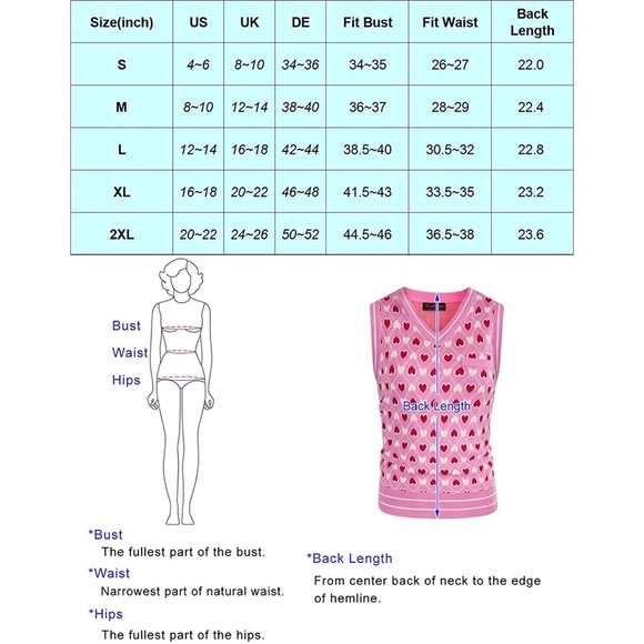 Women's Argyle Sweater Vest Sleeveless V Neck Knit Heart Knitwear Top Grey M - Picture 6 of 6